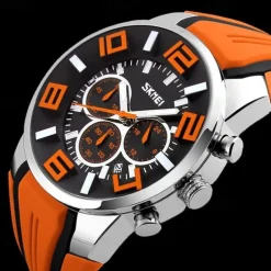 Mens Skmei Stop Watch Luxury Watches Silicone Strap Casual Watches For Men Waterproof Quartz 9128 Clock
