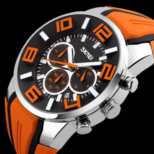 Mens Skmei Stop Watch Luxury Watches Silicone Strap Casual Watches For Men Waterproof Quartz 9128 Clock