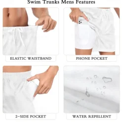 Men's Skull Gothic Halloween Costumes Lined Shorts 2 in 1 Board Shorts Swim Shorts Mid Waist Retro Vintage Hawaiian Holiday Streetwear Side Pockets With Compression Liner Elastic Drawstring Waist