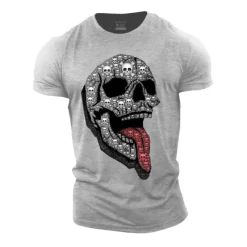 Men's Skull Graphic Prints T shirt Graphic Tee Casual Style Classic Style Tee Top Short Sleeve T shirt Crew Neck Shirt Classic Casual Outdoor Street Sport Heather Gray Black White Summer Clothing