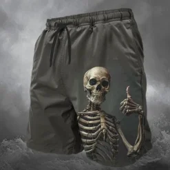 Men's Skull Halloween Costumes Swim Trunks Swim Shorts Board Shorts Mid Waist Fashion Streetwear Designer Casual Daily Holiday Pocket Elastic Waist 3D Print Designer Clothing Apparel