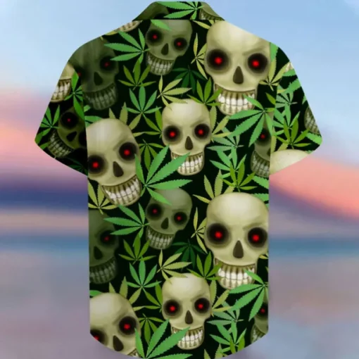 Men's Skull Halloween Costumes Button Up Shirt Short Sleeve Hawaiian Casual Vacation Party Evening Wear Daily Summer Collared Shirts Button Up 3D Print Green