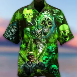 Men's Skull Halloween Costumes Shirt Button Up Shirt Short Sleeve Fashion Designer Casual Casual Daily Beach Spring & Summer Turndown 3D Button-Down Yellow Blue Purple Green