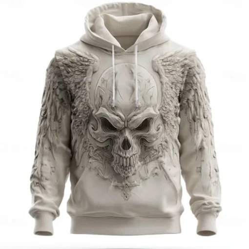 Men's Skull Hoodies Sweatshirt Cool Party Long Sleeve Crew Neck Club Streetwear White 1 White 2 Drawstring Fall Winter Designer