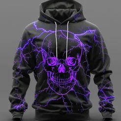 Men's Skull Hoodies Sweatshirt Fashion Cool Long Sleeve Crew Neck Party Holiday Streetwear Yellow Purple Drawstring Fall Winter Designer