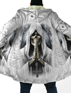 Men's Skull Winter Coat Fleece Jacket Coat Warm Breathable Comfortable Fashion Streetwear Casual Daily Sports & Outdoor Daily Wear Going out Zipper Pocket Print Fall & Winter Hoodie Long Sleeve Black