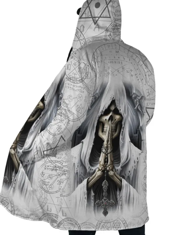 Men's Skull Winter Coat Fleece Jacket Coat Warm Breathable Comfortable Fashion Streetwear Casual Daily Sports & Outdoor Daily Wear Going out Zipper Pocket Print Fall & Winter Hoodie Long Sleeve Black