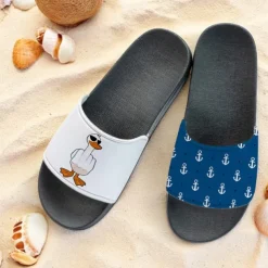 Men's Slide Sandals with Goose and Rope Pattern – Comfortable & Stylish Beach - Inspired Style for Men in Summer Beach Trips