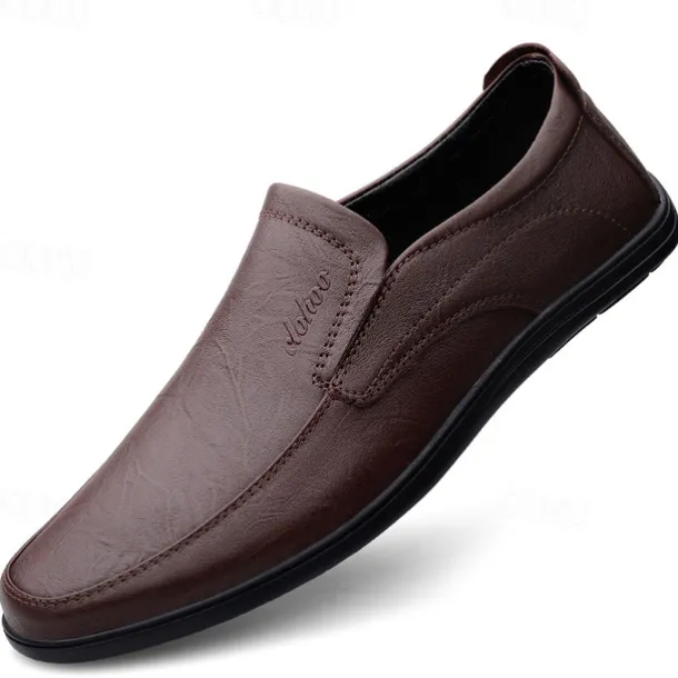 Men's Slip-On Faux Leather Loafers with Lightweight Sole – Comfortable and Stylish for Business, Casual and Daily Wear