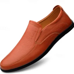 Men's Slip-On Faux Leather Loafers with Lightweight Sole – Comfortable and Stylish for Business, Casual and Daily Wear