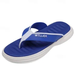 Men's Slippers & Flip-Flops Flat Sandals Flip-Flops Walking Casual Beach Daily EVA Breathable Black Blue Khaki Summer