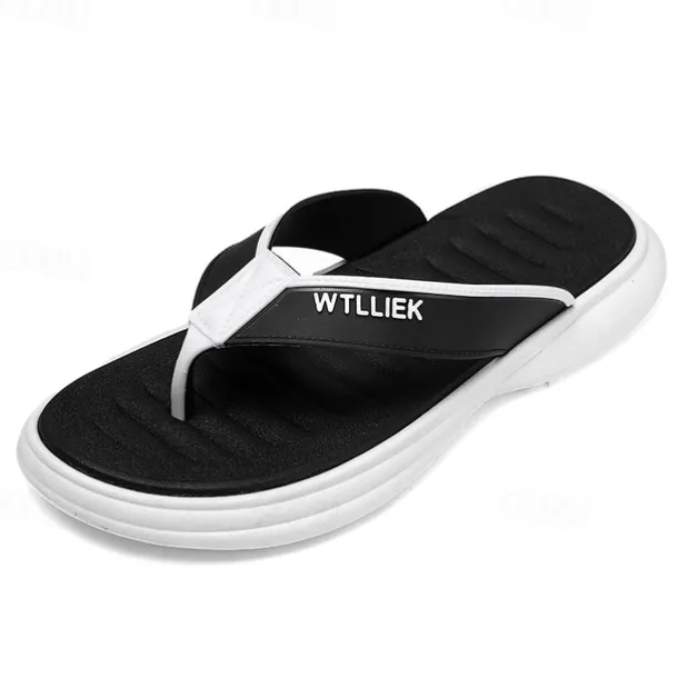 Men's Slippers & Flip-Flops Flat Sandals Flip-Flops Walking Casual Beach Daily EVA Breathable Black Blue Khaki Summer