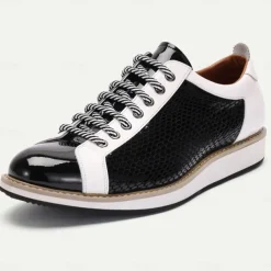 Men's Sneakers Dress Sneakers Leather Italian Full-Grain Cowhide Slip Resistant Lace-up Black
