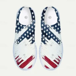 Men's Sneakers Loafers & Slip-Ons Casual Shoes Print Shoes Flyknit Shoes Sporty Casual Outdoor Daily Independence Day Knit Mesh Breathable Massage Comfortable Loafer White