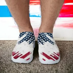 Men's Sneakers Loafers & Slip-Ons Casual Shoes Print Shoes Flyknit Shoes Sporty Casual Outdoor Daily Independence Day Knit Mesh Breathable Massage Comfortable Loafer White