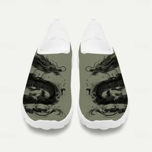 Men's Sneakers Loafers & Slip-Ons Print Shoes Light Soles Flyknit Shoes Walking Sporty Casual Outdoor Daily Vacation Mesh Breathable Comfortable Loafer White Army Green Blue