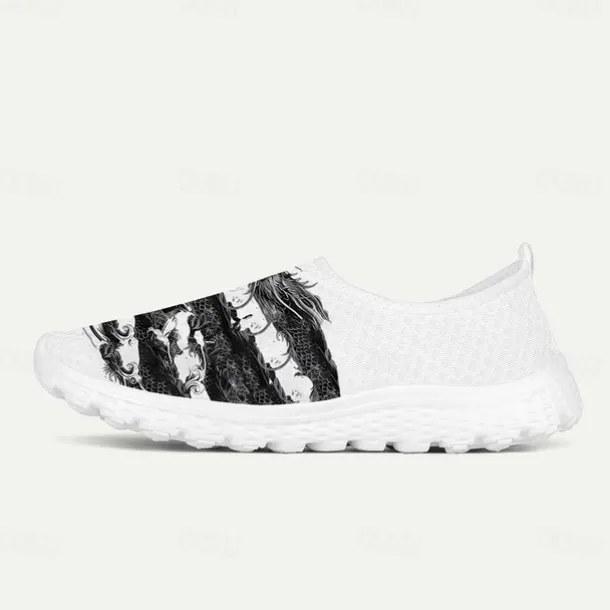 Men's Sneakers Loafers & Slip-Ons Print Shoes Light Soles Flyknit Shoes Walking Sporty Casual Outdoor Daily Vacation Mesh Breathable Comfortable Loafer White Army Green Blue