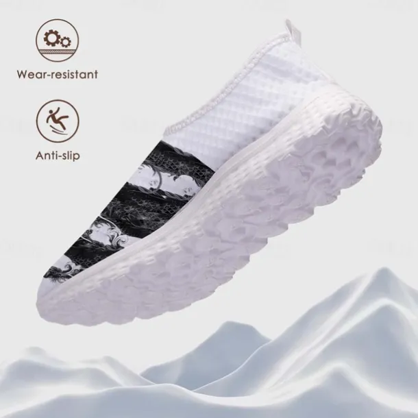 Men's Sneakers Loafers & Slip-Ons Print Shoes Light Soles Flyknit Shoes Walking Sporty Casual Outdoor Daily Vacation Mesh Breathable Comfortable Loafer White Army Green Blue