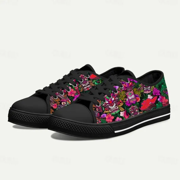 Men's Sneakers Print Shoes Plus Size Classic Casual Beach Outdoor Daily Canvas Comfortable Slip Resistant Lace-up Yellow Red Blue