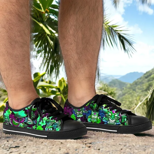 Men's Sneakers Print Shoes Plus Size Classic Casual Beach Outdoor Daily Canvas Comfortable Slip Resistant Lace-up Yellow Red Blue