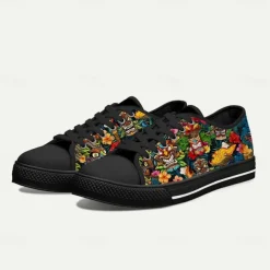 Men's Sneakers Print Shoes Plus Size Classic Casual Beach Outdoor Daily Canvas Comfortable Slip Resistant Lace-up Yellow Red Blue