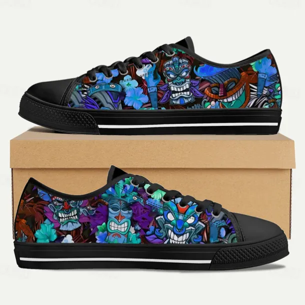 Men's Sneakers Print Shoes Plus Size Classic Casual Beach Outdoor Daily Canvas Comfortable Slip Resistant Lace-up Yellow Red Blue