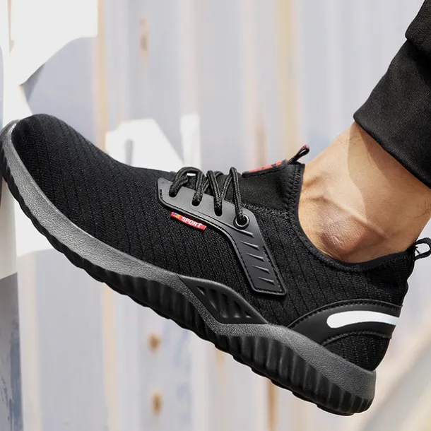 Men's Sneakers Work Shoes Safety Shoes Lightweight Plus Size Safety Shoes Stainless Steel Tissage Volant Breathable Non-slipping Wear Proof Black Spring & Summer