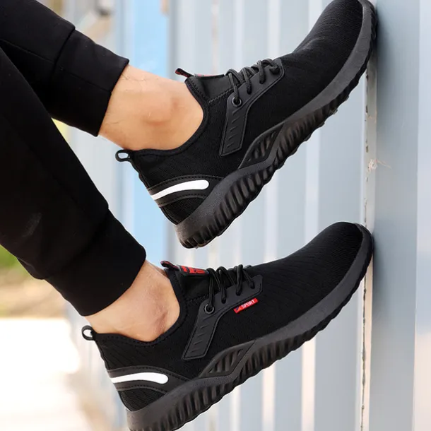 Men's Sneakers Work Shoes Safety Shoes Lightweight Plus Size Safety Shoes Stainless Steel Tissage Volant Breathable Non-slipping Wear Proof Black Spring & Summer