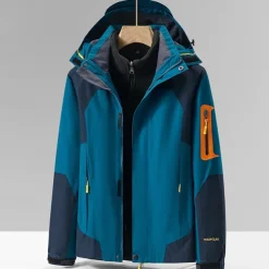 Men's Softshell Jacket Hiking Jacket Winter Outdoor Color Block Thermal Warm Windproof Water Resistant 3-in-1 Jacket Windbreaker Jacket Traveling Black Ivory Army Green Red Blue