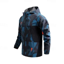 Men's Softshell Jacket Hiking Jacket Outdoor Camouflage Sun Protection Windproof Quick Dry Jacket Hoodie Full Zip Traveling Black Blue Grey