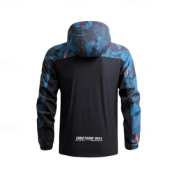 Men's Softshell Jacket Hiking Jacket Outdoor Camouflage Sun Protection Windproof Quick Dry Jacket Hoodie Full Zip Traveling Black Blue Grey