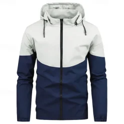 Men's Softshell Jacket Hiking Jacket Outdoor Color Block Windproof Water Resistant Hoodie Windbreaker Jacket Camping / Hiking / Caving Traveling Black Blue Green