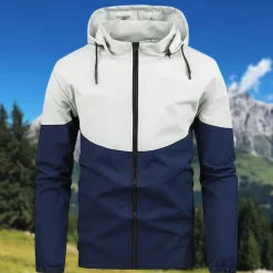 Men's Softshell Jacket Hiking Jacket Outdoor Color Block Windproof Water Resistant Hoodie Windbreaker Jacket Camping / Hiking / Caving Traveling Black Blue Green