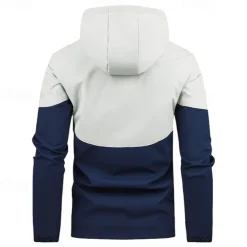 Men's Softshell Jacket Hiking Jacket Outdoor Color Block Windproof Water Resistant Hoodie Windbreaker Jacket Camping / Hiking / Caving Traveling Black Blue Green