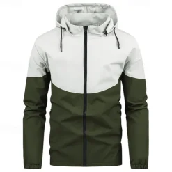 Men's Softshell Jacket Hiking Jacket Outdoor Color Block Windproof Water Resistant Hoodie Windbreaker Jacket Camping / Hiking / Caving Traveling Black Blue Green