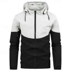 Men's Softshell Jacket Hiking Jacket Outdoor Color Block Windproof Water Resistant Hoodie Windbreaker Jacket Camping / Hiking / Caving Traveling Black Blue Green