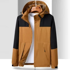 Men's Softshell Jacket Hiking Jacket Outdoor Color Block Windproof Water Resistant Hoodie Windbreaker Jacket Camping / Hiking / Caving Traveling Black White Blue Brown