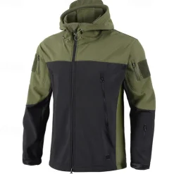 Men's Softshell Jacket Hiking Jacket Outdoor Color Block Windproof Water Resistant Windbreaker Jacket Traveling Black Camouflage Green