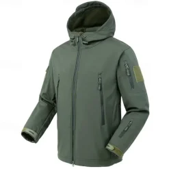Men's Softshell Jacket Hiking Jacket Outdoor Color Block Windproof Water Resistant Hoodie Windbreaker Jacket Camping / Hiking / Caving Traveling Black Green Khaki Grey