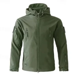 Men's Softshell Jacket Hiking Jacket Outdoor Color Block Windproof Water Resistant Hoodie Windbreaker Jacket Camping / Hiking / Caving Traveling Black Green Khaki Grey