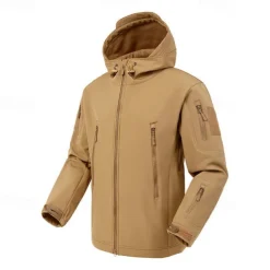 Men's Softshell Jacket Hiking Jacket Outdoor Color Block Windproof Water Resistant Hoodie Windbreaker Jacket Camping / Hiking / Caving Traveling Black Green Khaki Grey