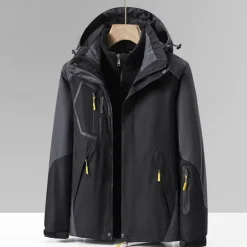 Men's Softshell Jacket Hiking Jacket Winter Outdoor Color Block Windproof Water Resistant 3-in-1 Jacket Fleece Jackets Windbreaker Jacket Traveling Dark Grey Black Ivory Army Green Red