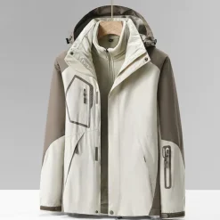 Men's Softshell Jacket Hiking Jacket Winter Outdoor Color Block Windproof Water Resistant 3-in-1 Jacket Fleece Jackets Windbreaker Jacket Traveling Dark Grey Black Ivory Army Green Red