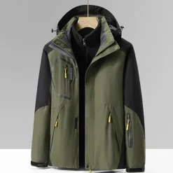 Men's Softshell Jacket Hiking Jacket Winter Outdoor Color Block Windproof Water Resistant 3-in-1 Jacket Fleece Jackets Windbreaker Jacket Traveling Dark Grey Black Ivory Army Green Red