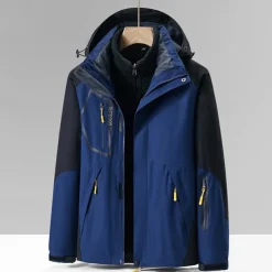 Men's Softshell Jacket Hiking Jacket Winter Outdoor Color Block Windproof Water Resistant 3-in-1 Jacket Fleece Jackets Windbreaker Jacket Traveling Dark Grey Black Ivory Army Green Red