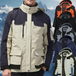 Men's Softshell Jacket Hiking Jacket Outdoor Waterproof Windproof Hiking Outfits Hiking Clothes Spring Autumn / Fall Windbreaker Hunting Ski / Snowboard Climbing Patchwork Dark Grey Black White