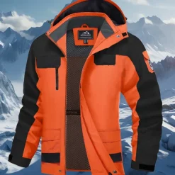 Men's Softshell Jacket Hiking Jacket Outdoor Waterproof Windproof Hiking Outfits Hiking Clothes Spring Autumn / Fall Windbreaker Hunting Ski / Snowboard Climbing Patchwork Dark Grey Black White