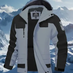 Men's Softshell Jacket Hiking Jacket Outdoor Waterproof Windproof Hiking Outfits Hiking Clothes Spring Autumn / Fall Windbreaker Hunting Ski / Snowboard Climbing Patchwork Dark Grey Black White