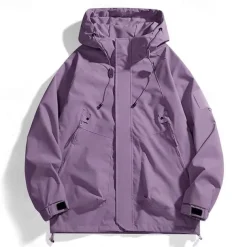 Men's Softshell Jacket Hiking Jacket Outdoor Windproof Water Resistant Windbreaker Jacket Traveling Black Purple Brown Green Khaki