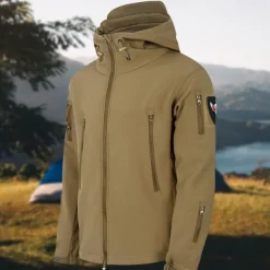 Men's Softshell Jacket Hiking Jacket Outdoor Windproof Water Resistant Windbreaker Jacket Traveling Black Green Khaki Grey